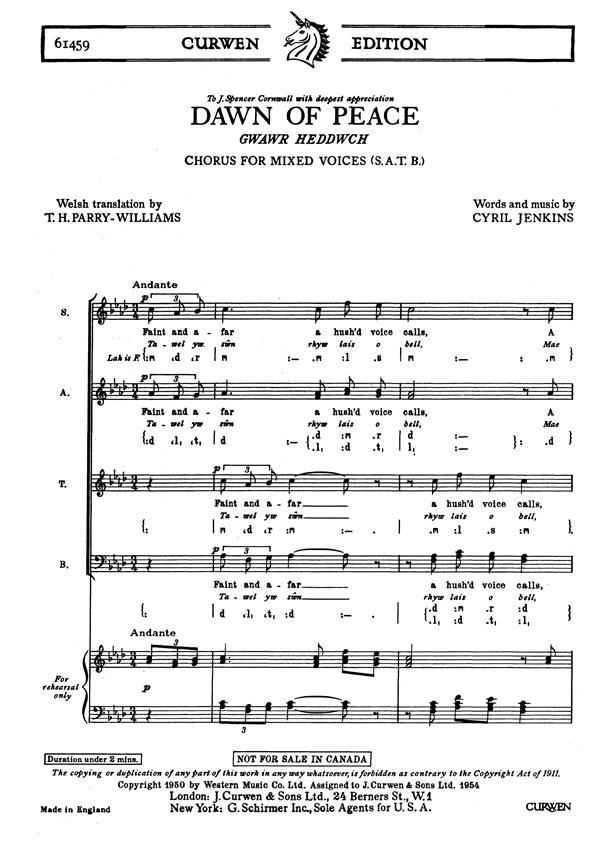 Dawn Of Peace Satb